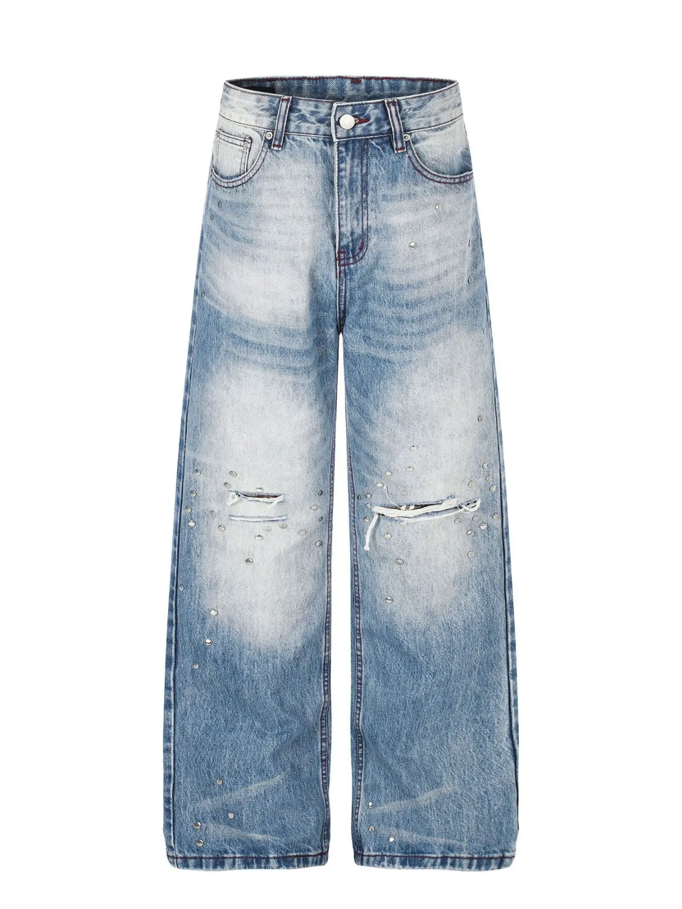 Men's Distressed Wide-Leg Jeans