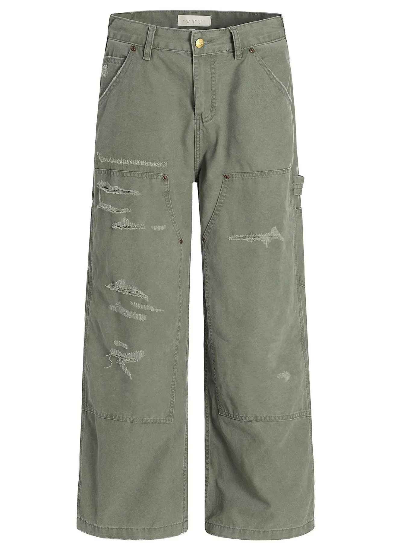 Men's Distressed Wide-Leg Carpenter Pants