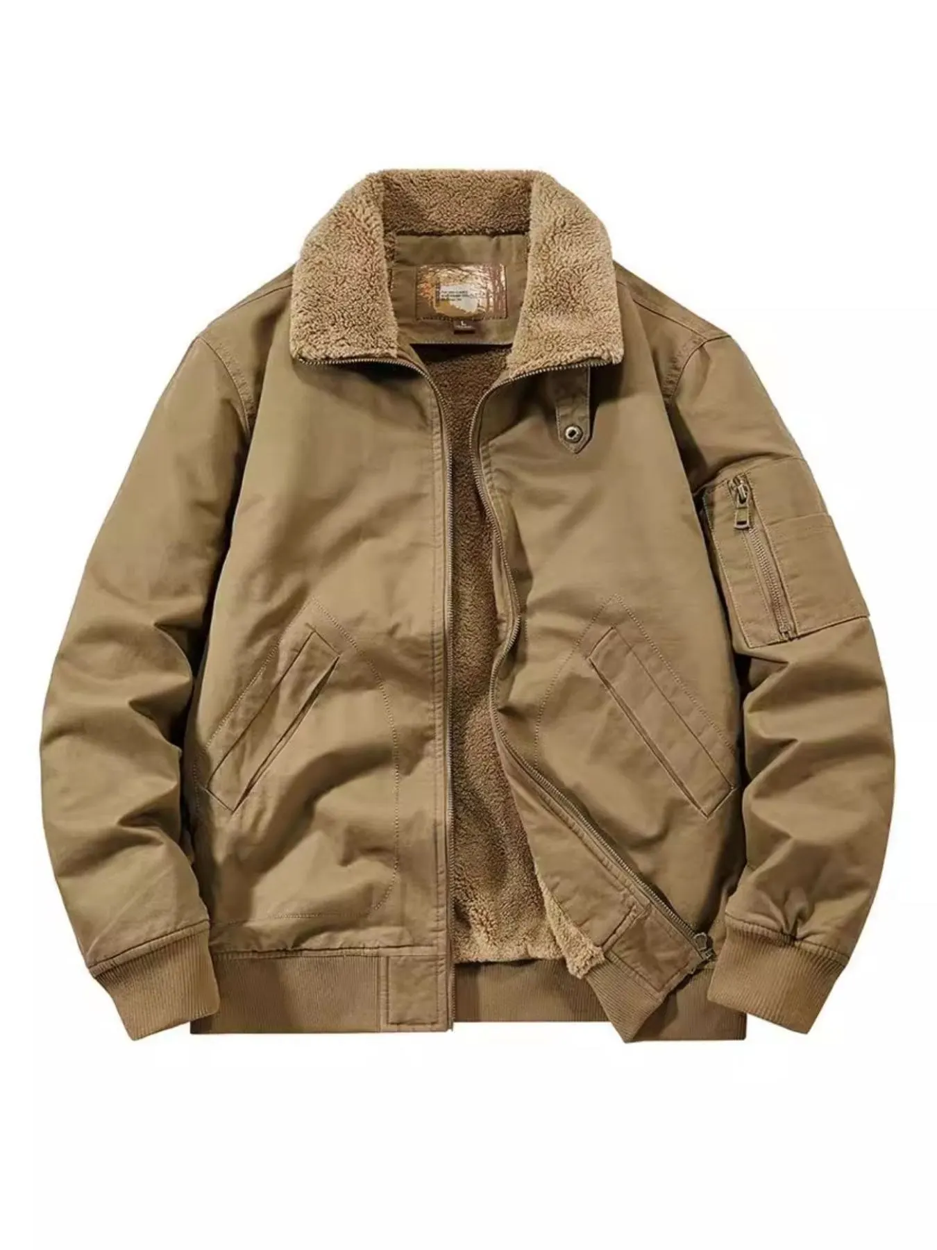 Men's Plus Size Zip Up Sherpa Lined Jacket