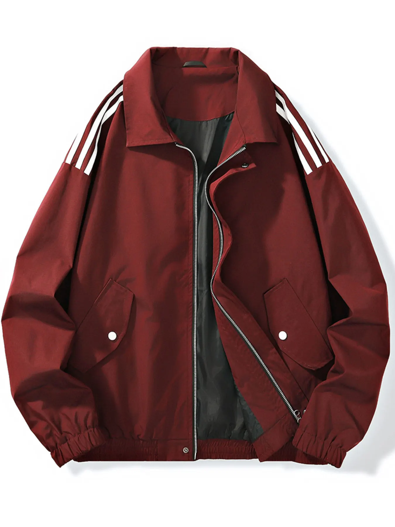 Men's Plus Size Striped Zip Up Jacket