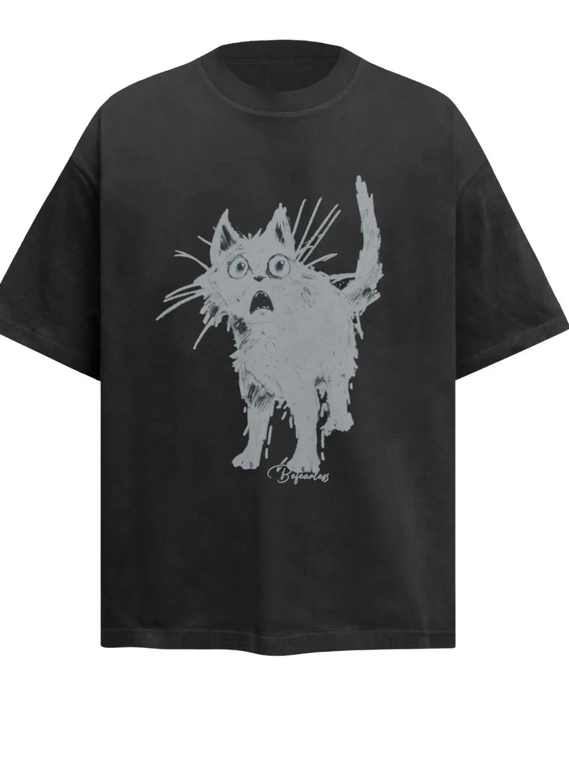 Men's Cat Round Neck Short Sleeve T-Shirt